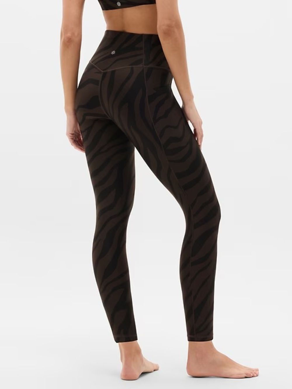 Athleta Salutation Stash Pocket 7/8 Black Brown Zebra-Print High-Rise Leggings S - Picture 3 of 8